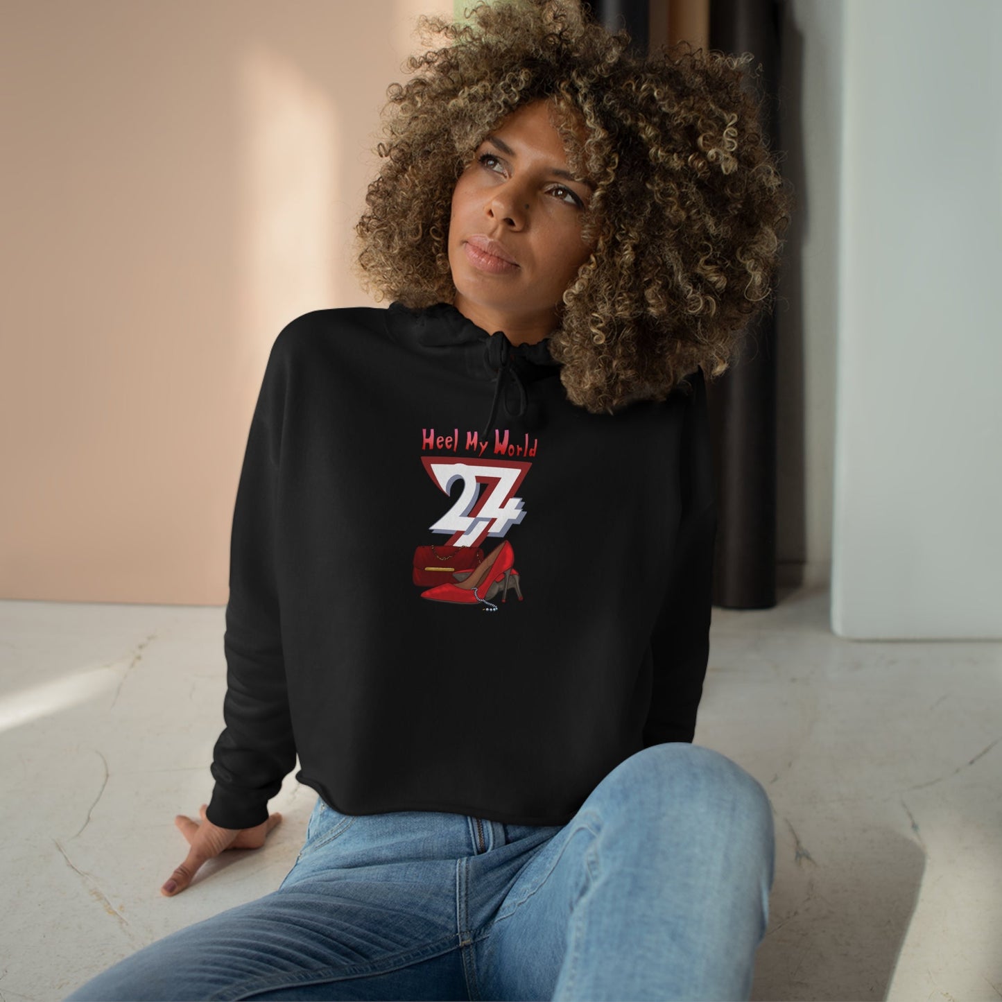Crop Hoodie_Women_hoodie_Printed_Hoodie_handbag_design_black