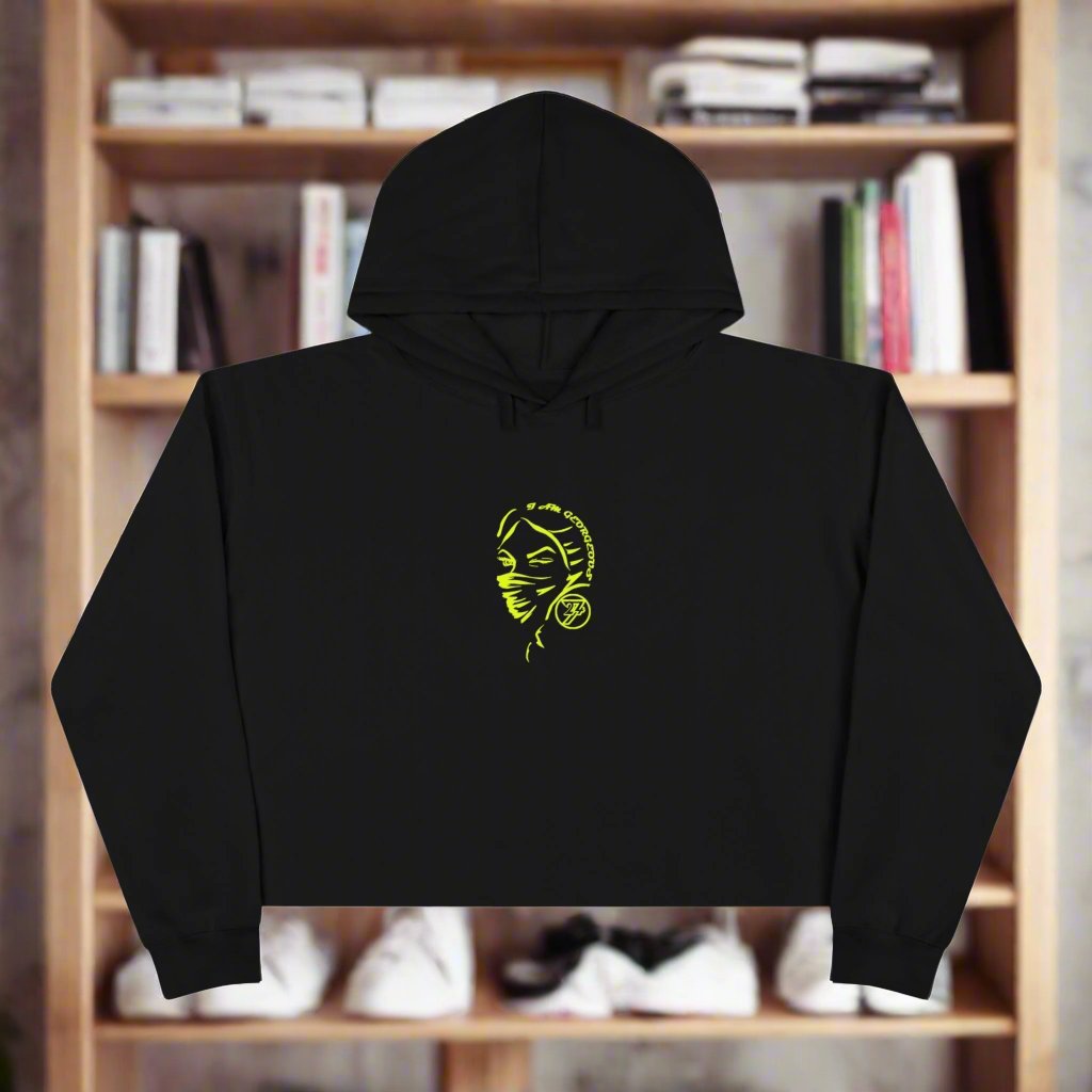 Crop Hoodie for women ladies top women top unique hoodie printed top black front