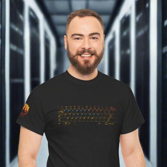 Custom T-shirt with keyboard illustration for IT professionals by 24/7 Unique Designs