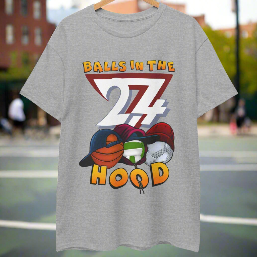 Custom t-shirt Balls in the Hood printed tee by 24/7 Unique Designs light grey
