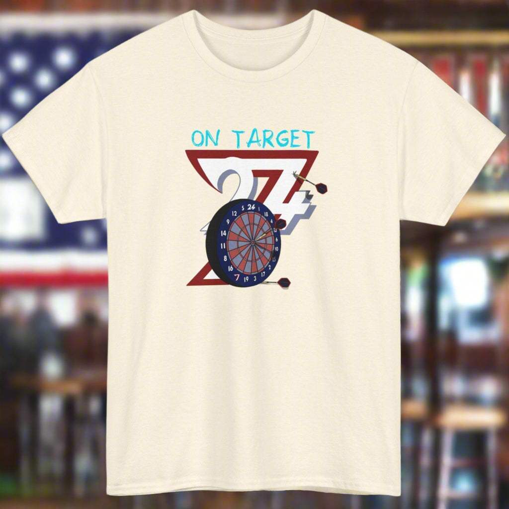 Darts T-shirt bullseye darts tee sport t-shirt  by 24/7 Unique Designs natural