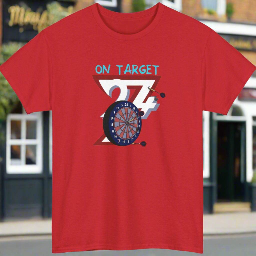 Darts T-shirt bullseye darts tee sport t-shirt  by 24/7 Unique Designs red