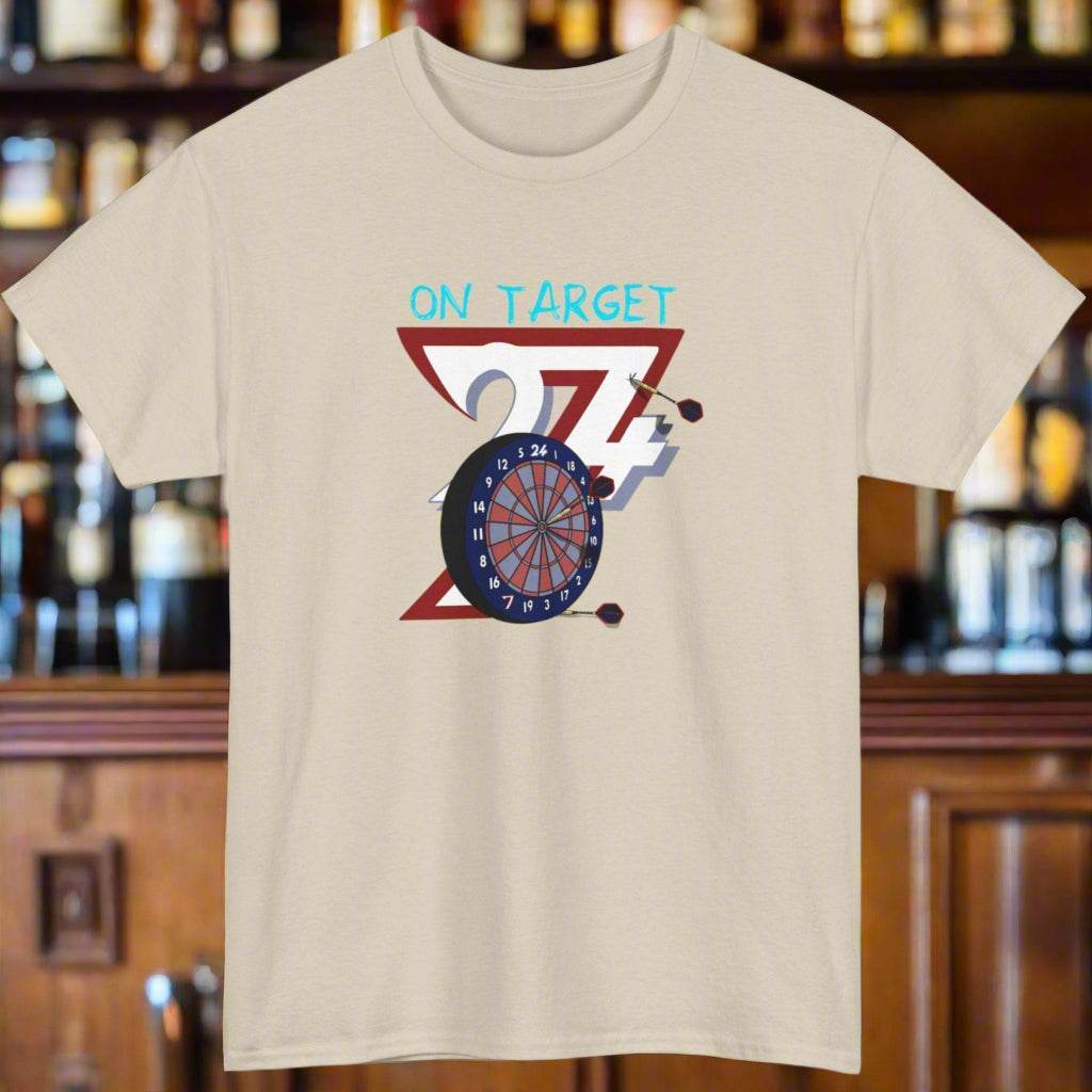 Darts T-shirt bullseye darts tee sport t-shirt  by 24/7 Unique Designs sand