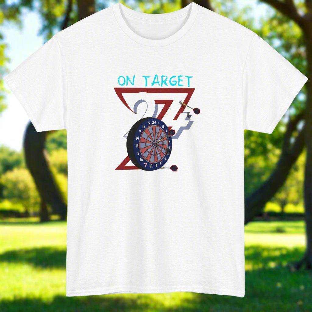 Darts T-shirt bullseye darts tee sport t-shirt  by 24/7 Unique Designs white