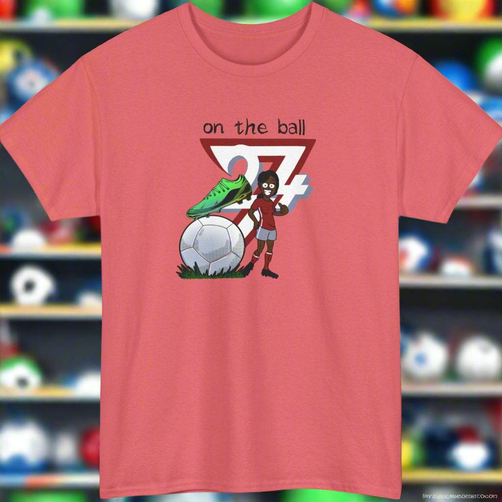 Design Football Sport Printed T-shirt football tee 24/7 Unique Designs coral silk