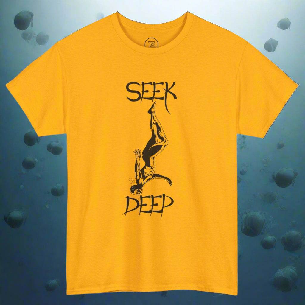 Diving T-shirt printed t-shirt swimmer tee by 24/7 Unique Designs gold
