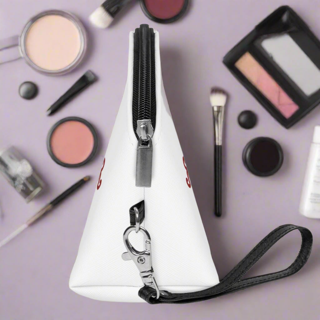 Elegant Floral Makeup Bag with 24/7 Unique Design Logo front view