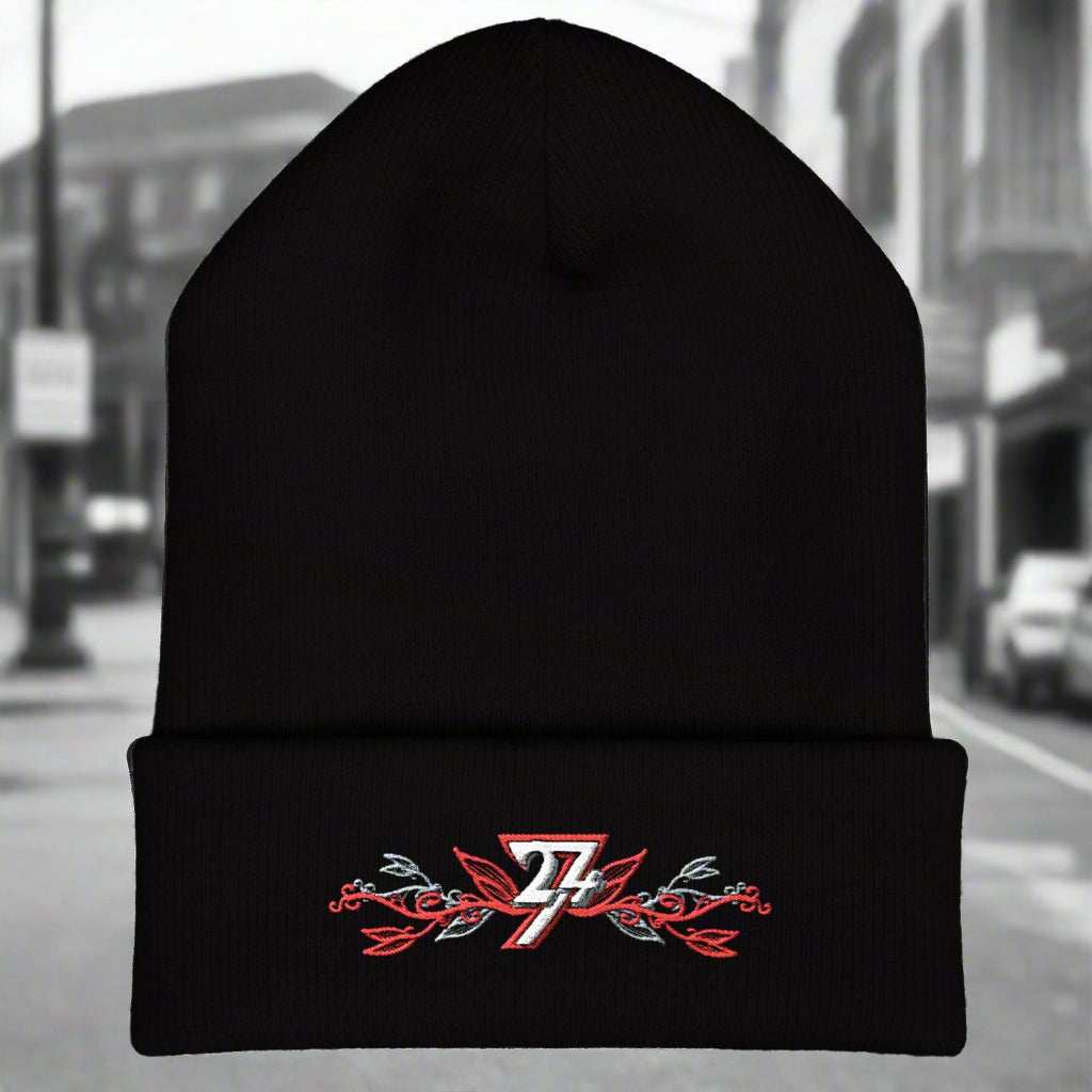 Embroidered beanie black by 24/7 Unique Designs