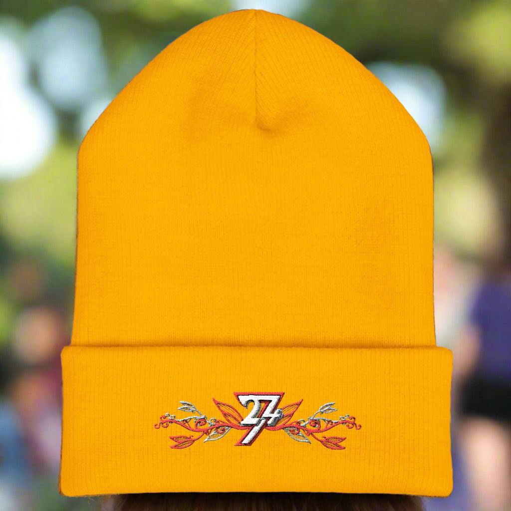 Embroidered beanie gold by 24/7 Unique Designs