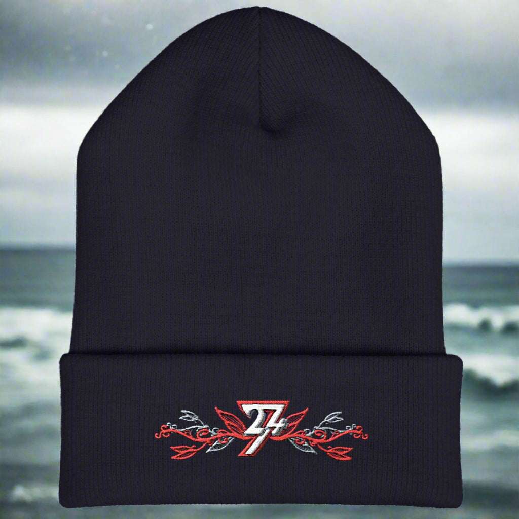 Embroidered beanie navy by 24/7 Unique Designs