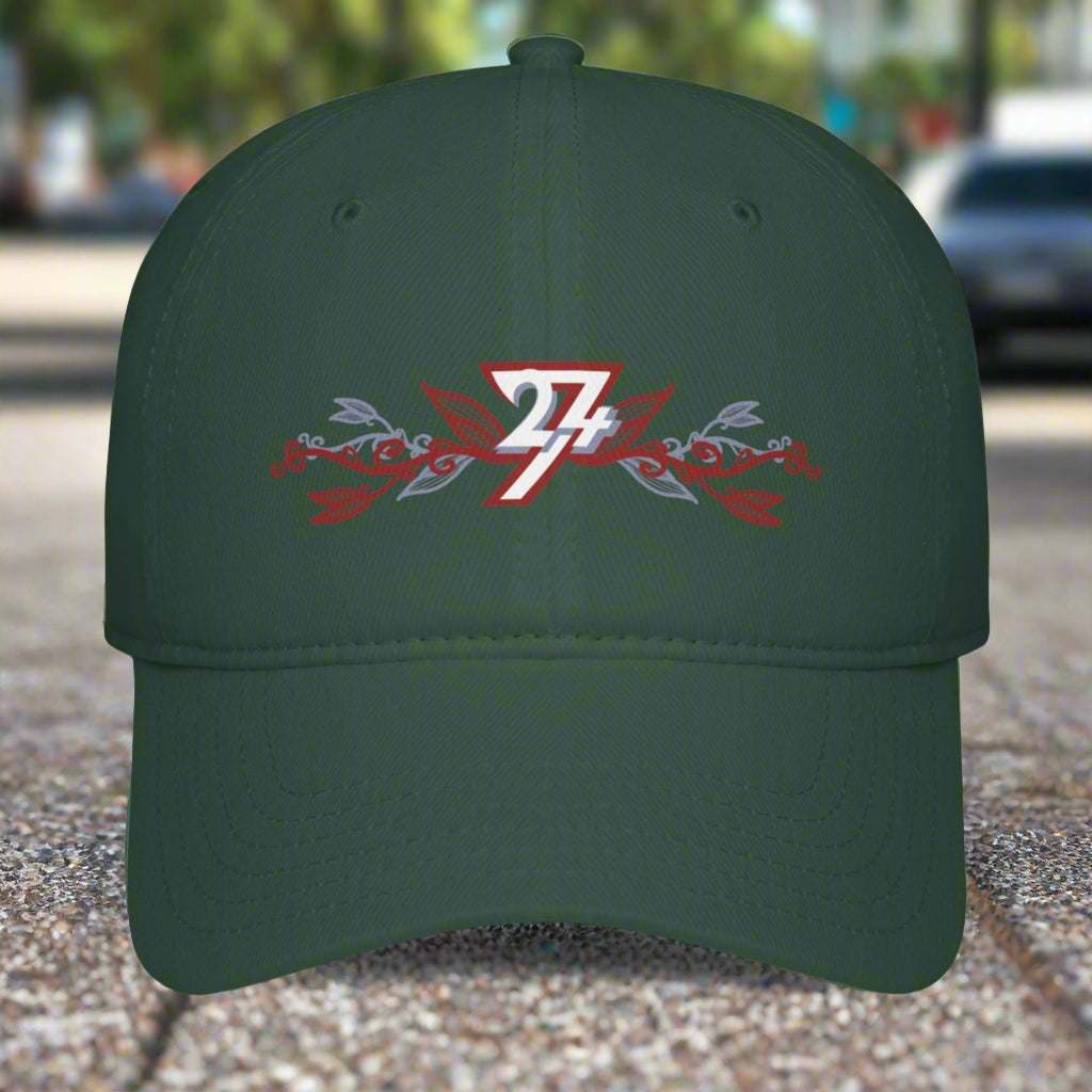 Floral Baseball Cap dark green front