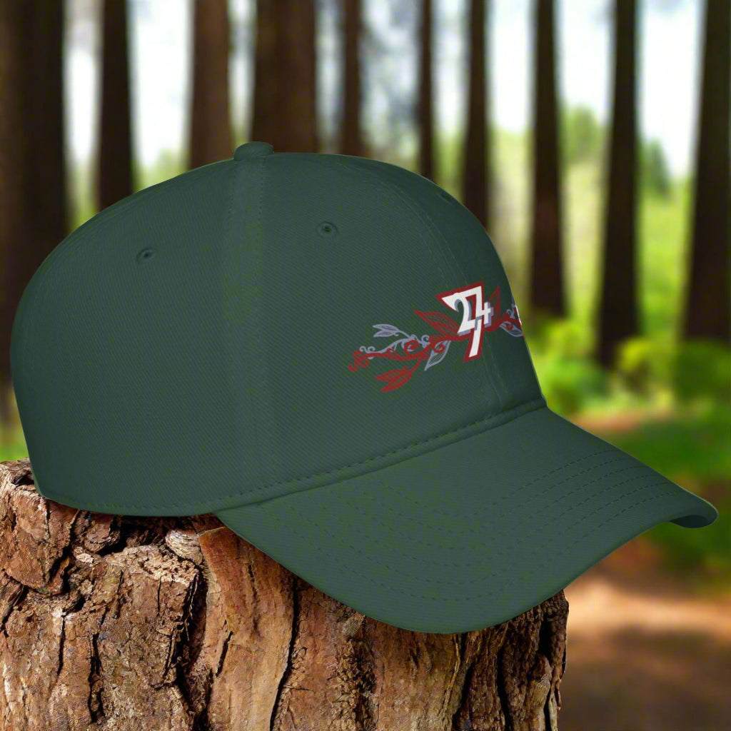 Floral Baseball Cap dark green side view