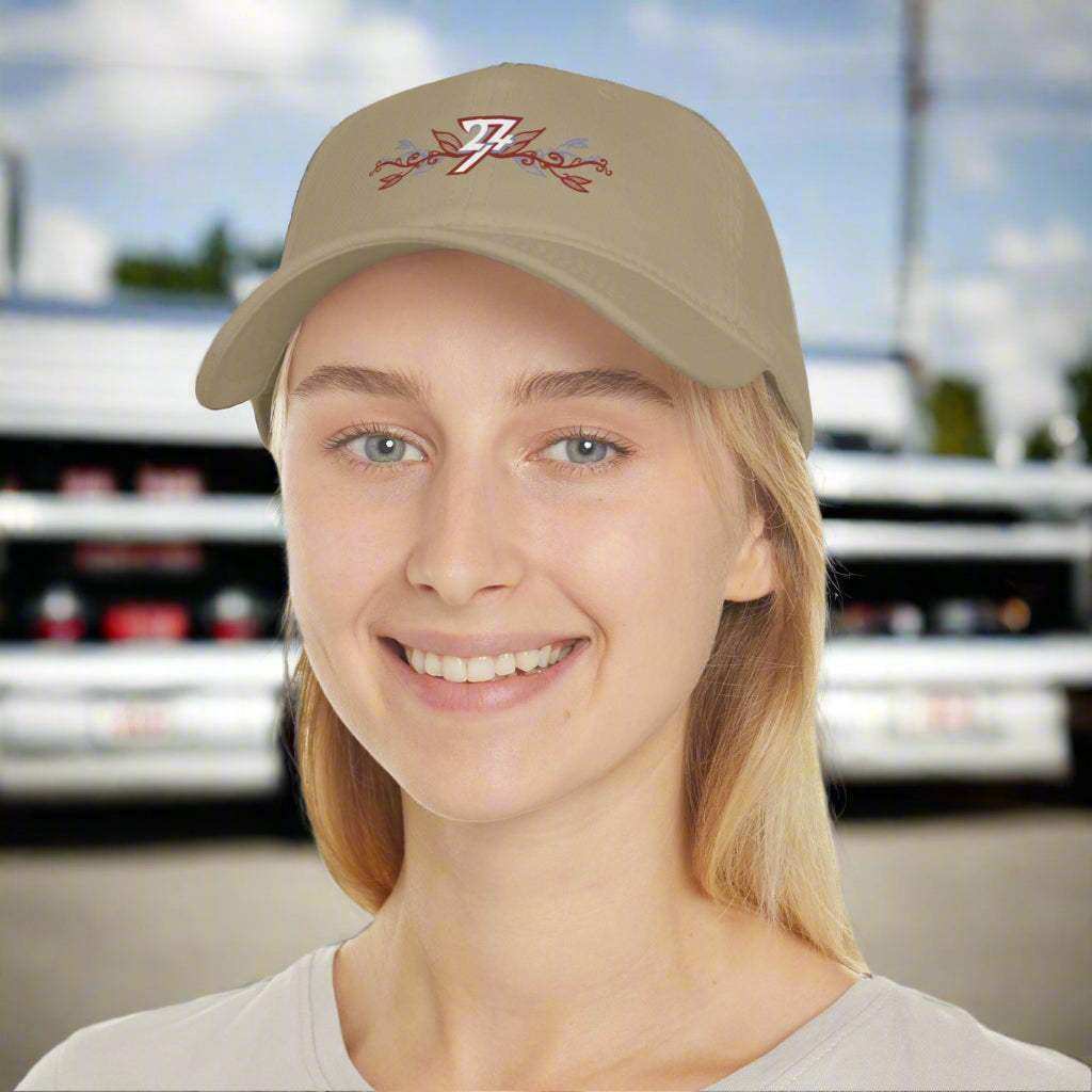 Floral Baseball Cap khaki  on woman