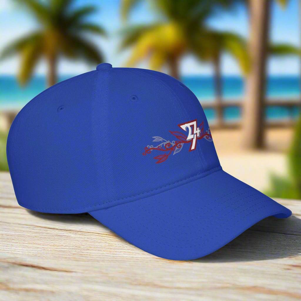 Floral Baseball Cap royal blue side view