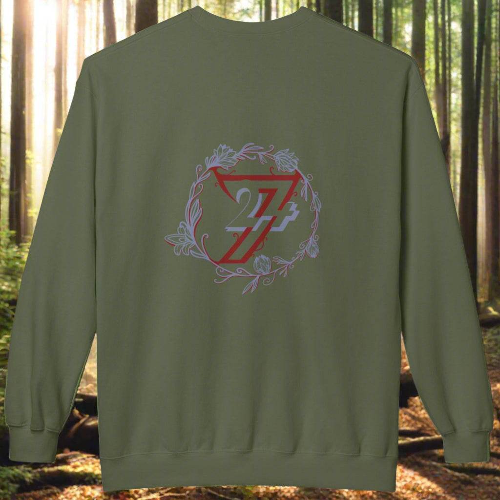 Floral Sweatshirt military green back