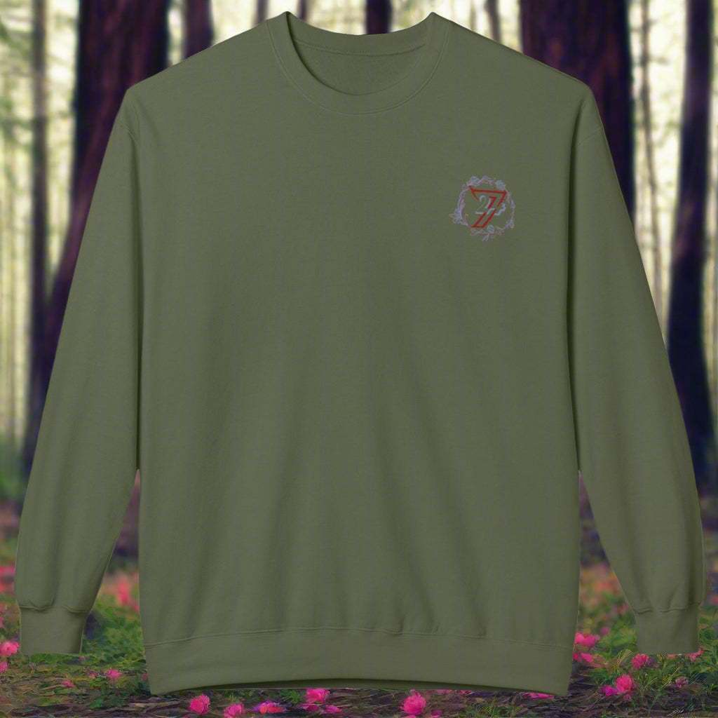 Floral Sweatshirt military green front