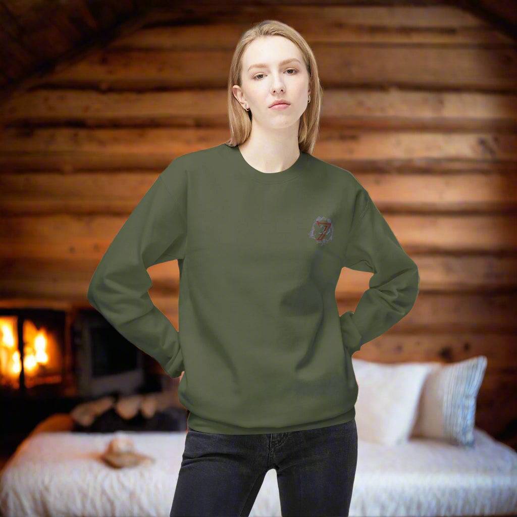 Floral Sweatshirt military green front person