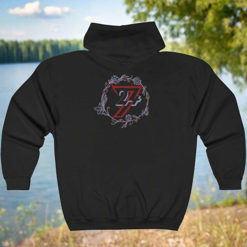 Floral hoodie for women flower design hoodie by 24/7 Unique Designs black back