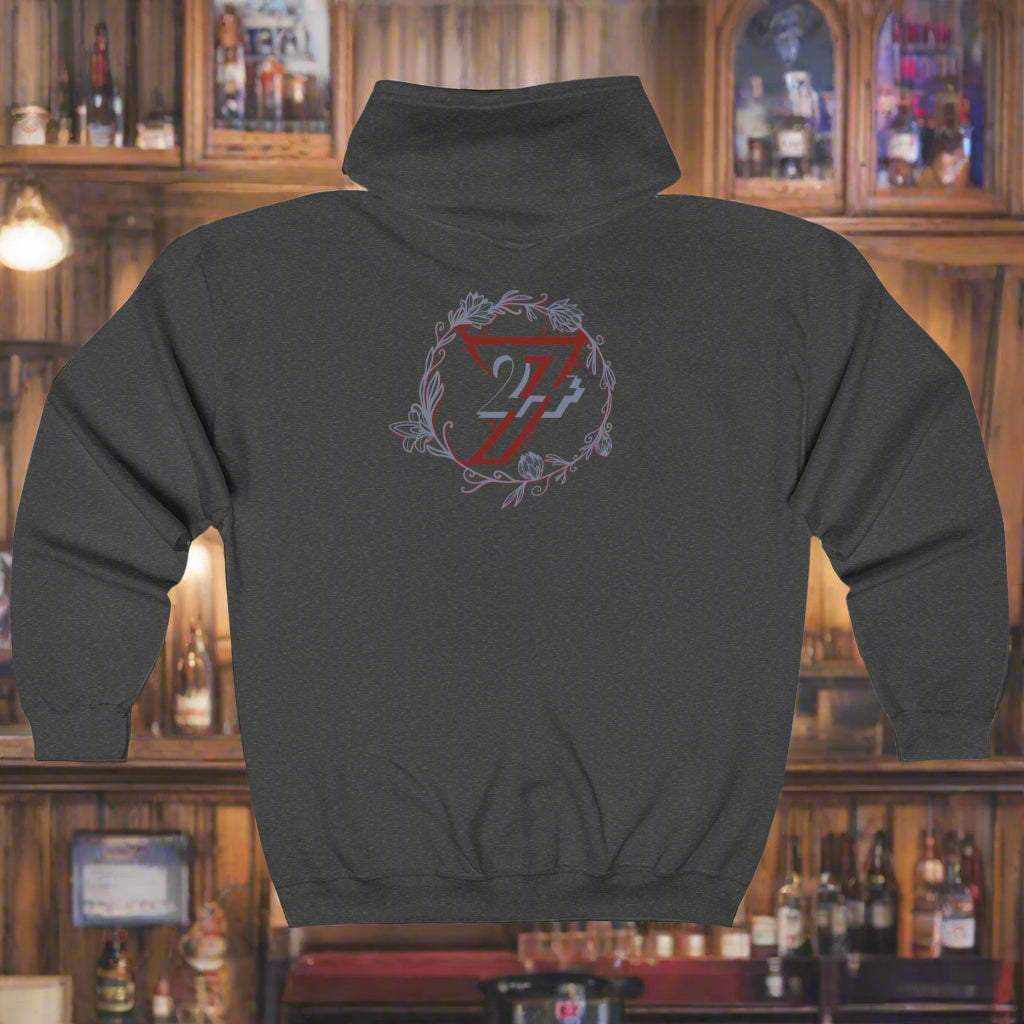 Floral hoodie for women flower design hoodie by 24/7 Unique Designs dark heather back