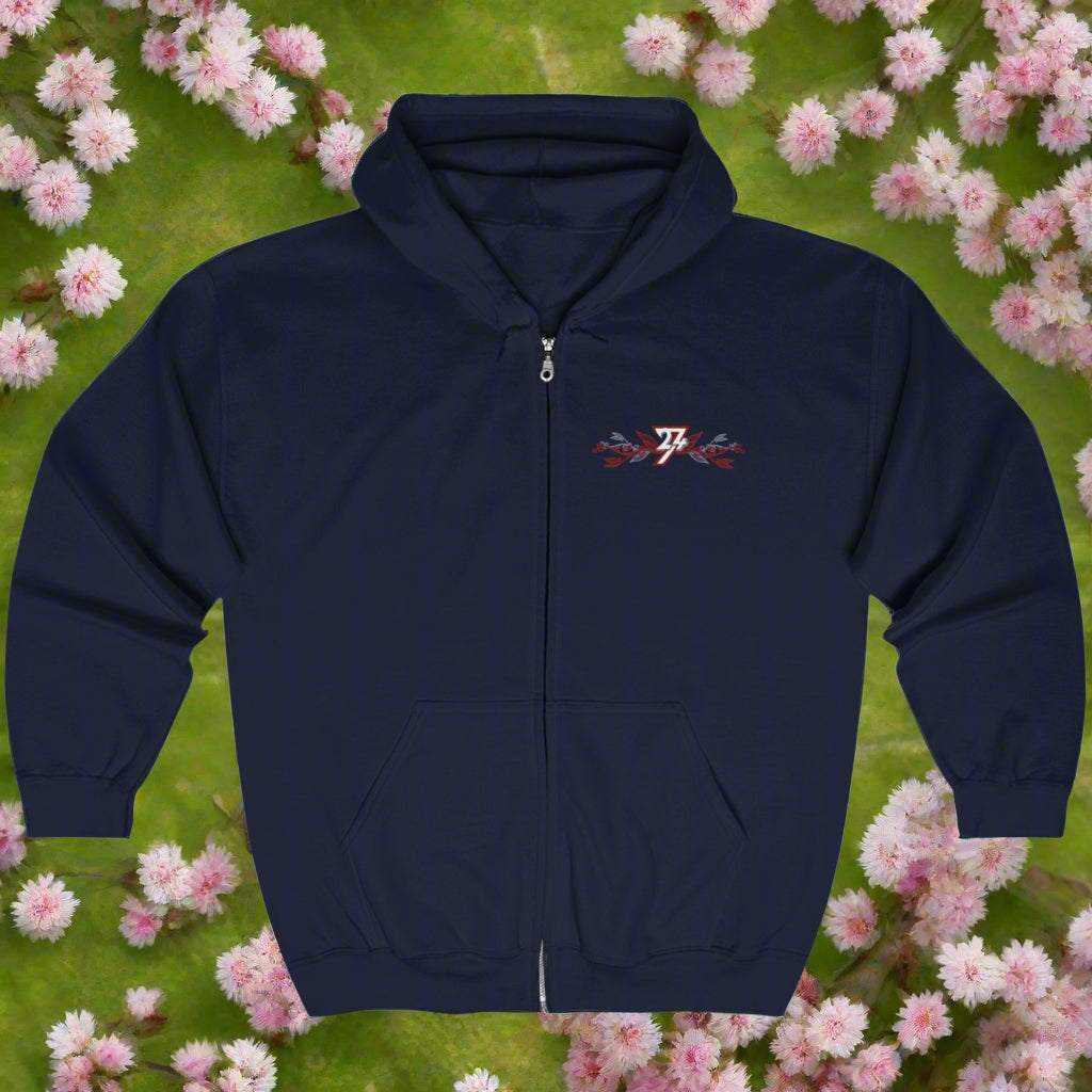Floral hoodie for women flower design hoodie by 24/7 Unique Designs navy
