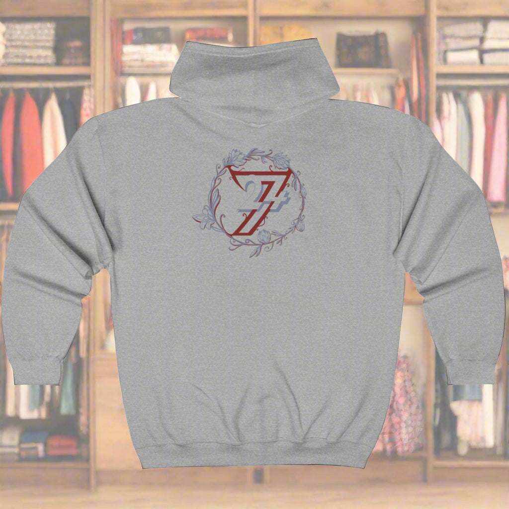 Floral hoodie for women flower design hoodie by 24/7 Unique Designs sport grey back