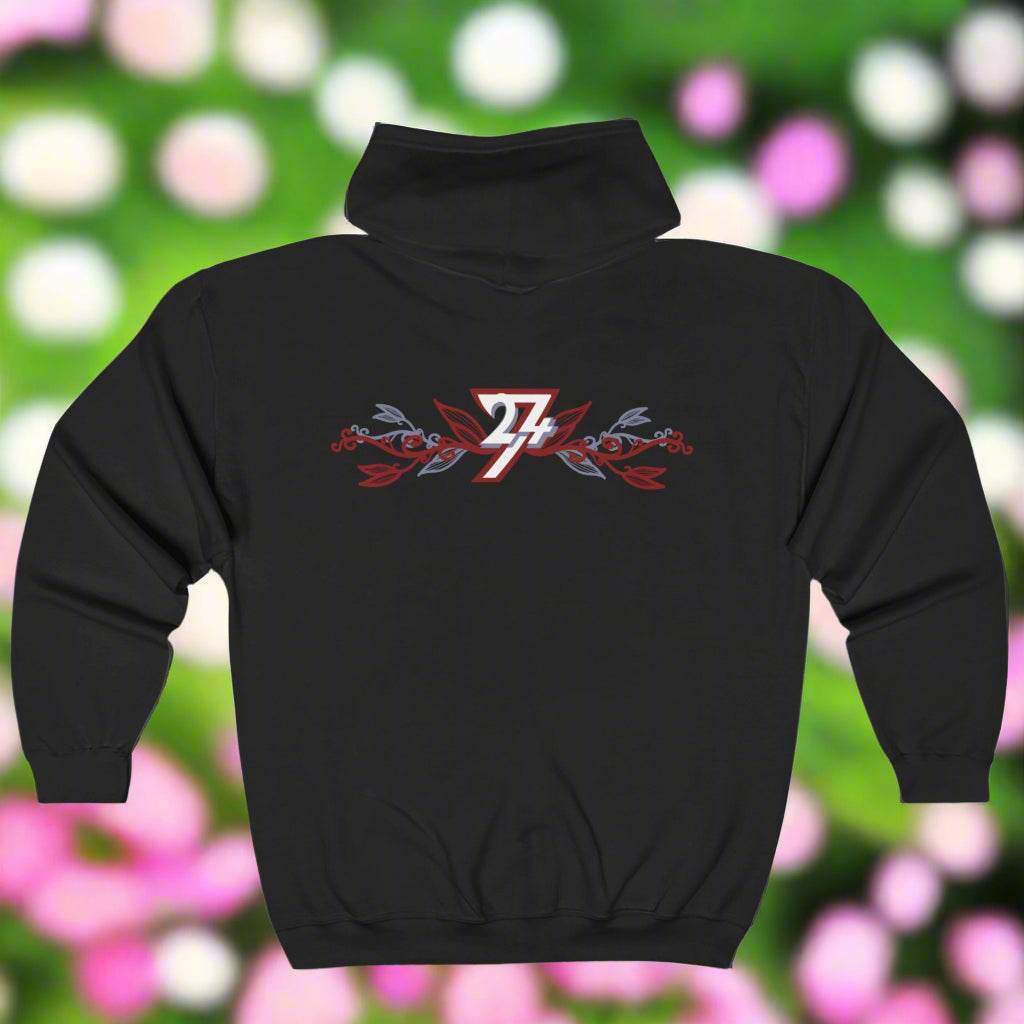 Floral hoodie for women flower hoodie by 24/7 Unique Designs black back