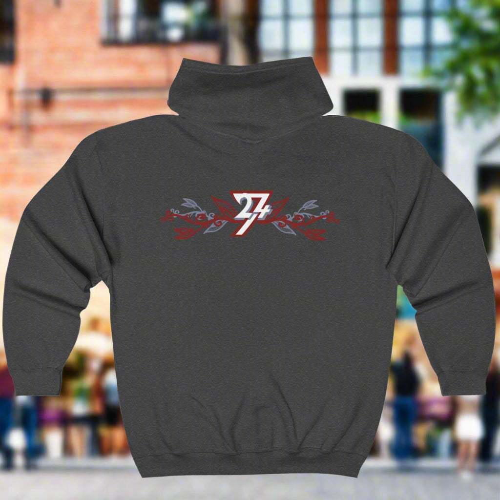 Floral hoodie for women flower hoodie by 24/7 Unique Designs dark heather back