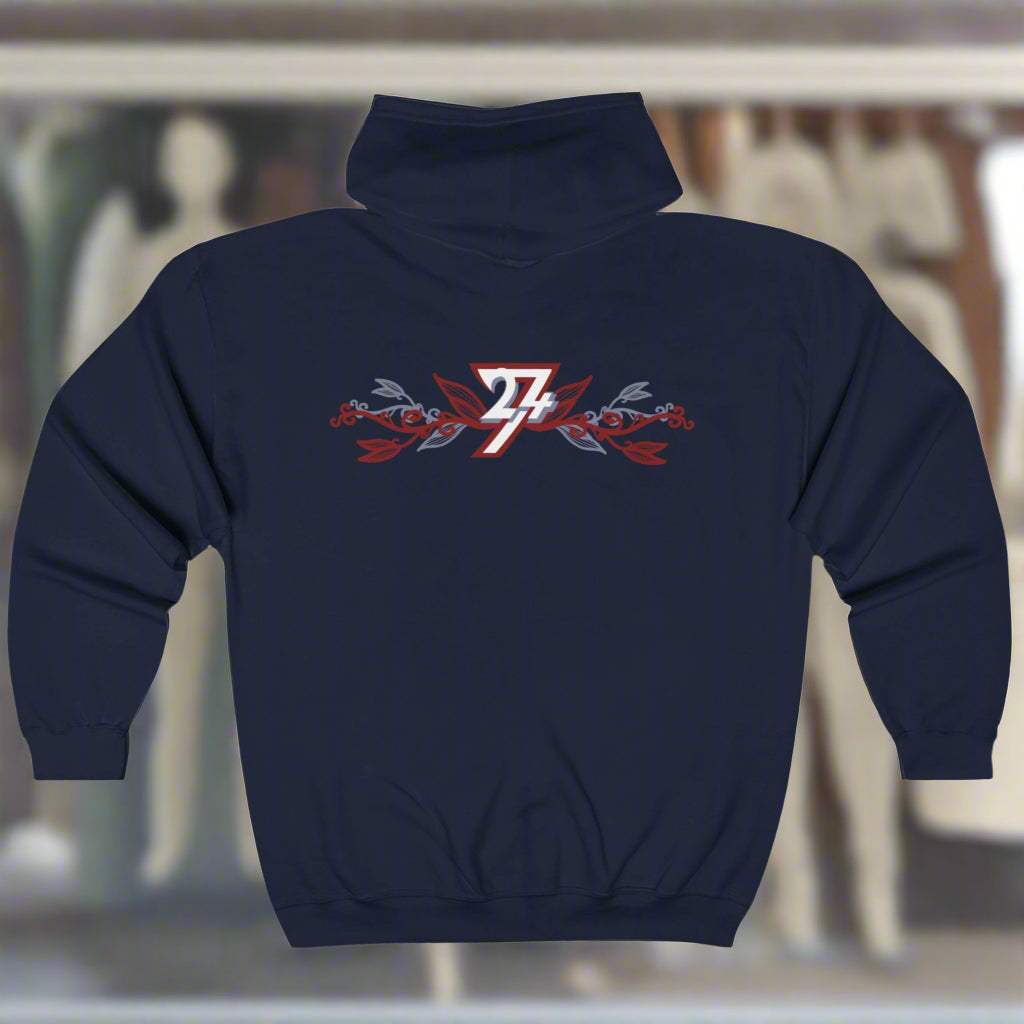 Floral hoodie for women flower hoodie by 24/7 Unique Designs navy back