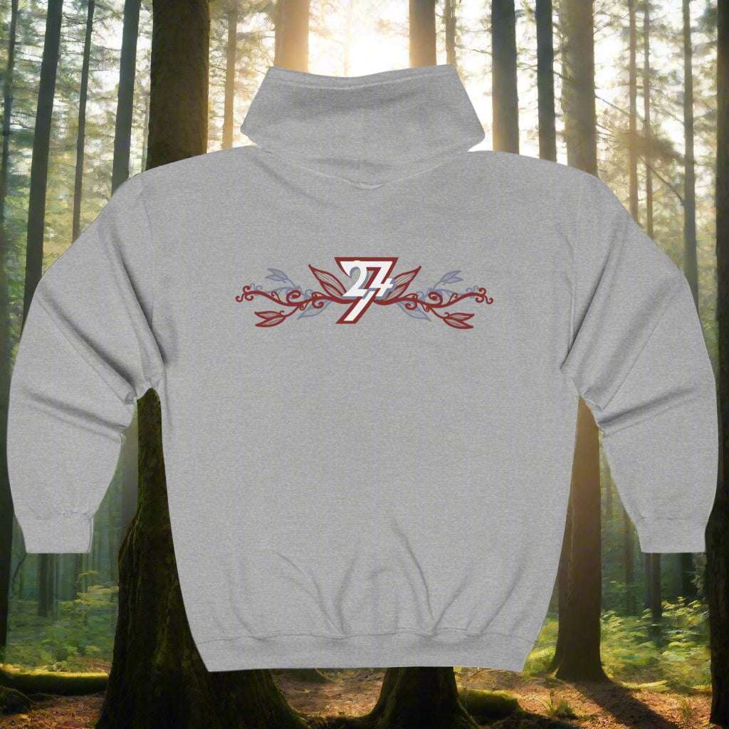 Floral hoodie for women flower hoodie by 24/7 Unique Designs sport grey back