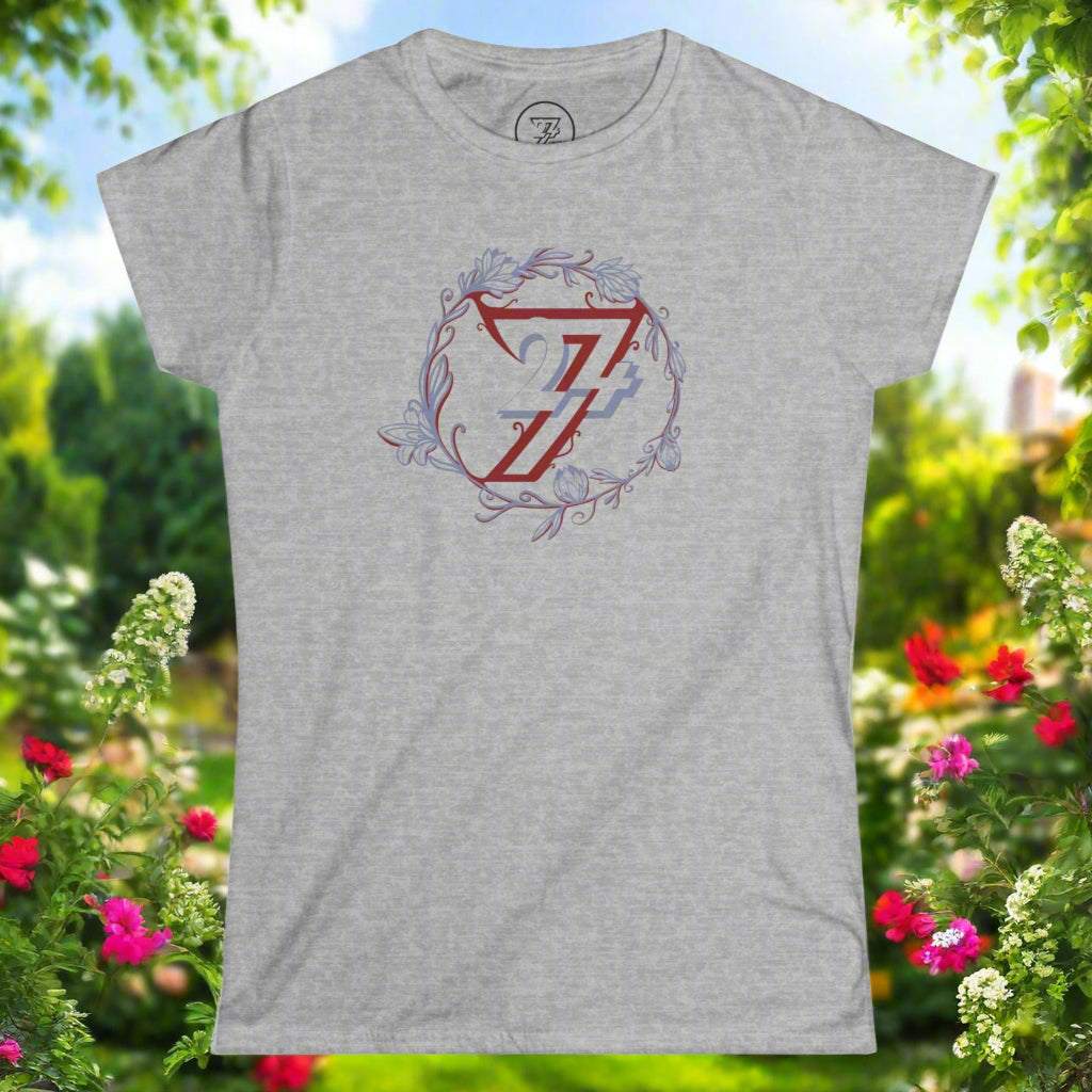 Ladies Floral t-shirt flower design top sports grey