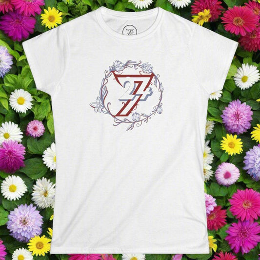 Ladies Floral t-shirt flower design top white