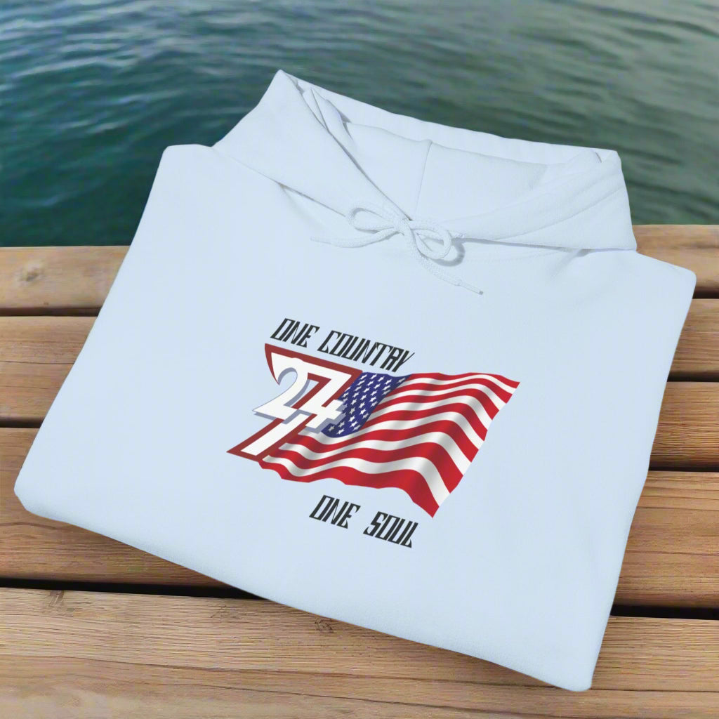 Folded light blue Premium USA Hoodie - American Pride Patriotic Apparel