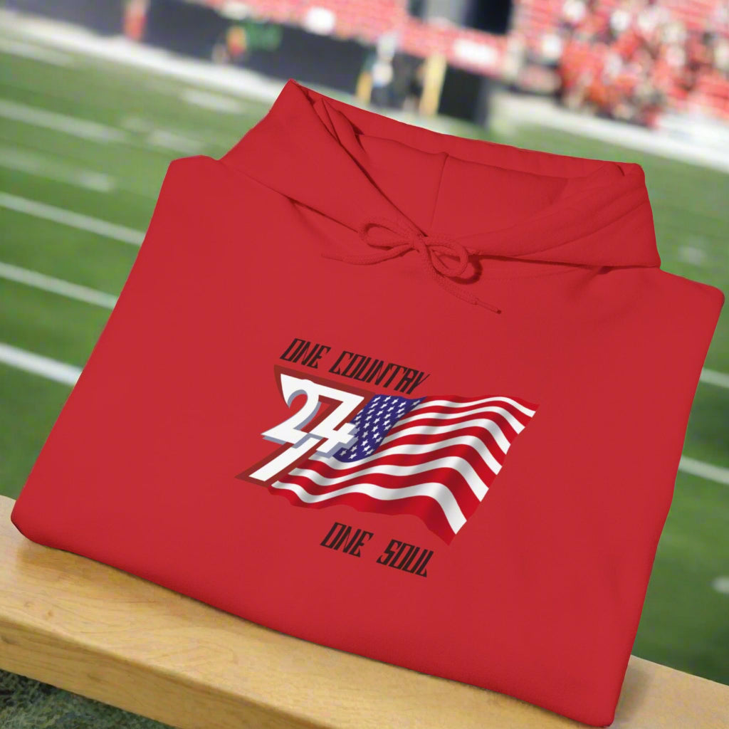 Folded red Premium USA Hoodie - American Pride Patriotic Apparel