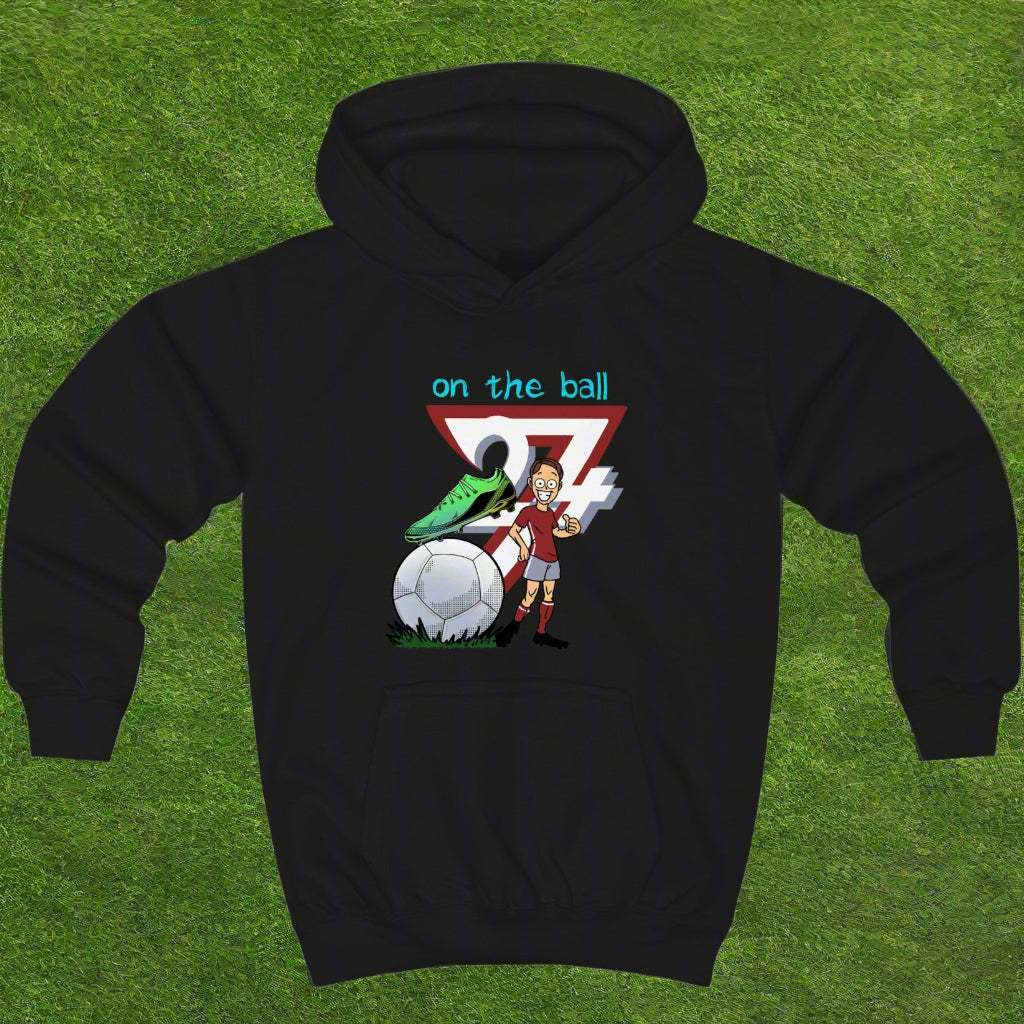 Football Kids Hoodie football jumper for kids by 24/7 Unique Designs black