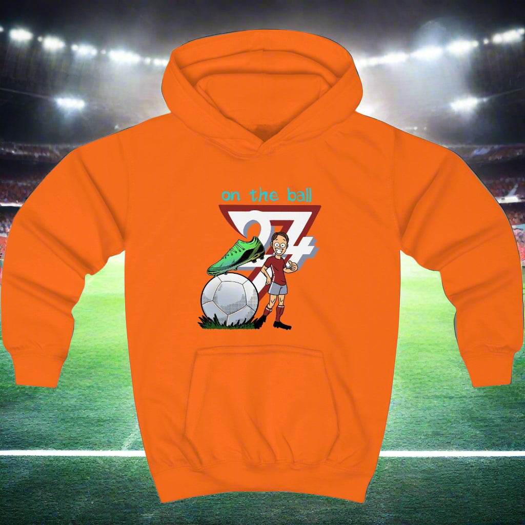 Football Kids Hoodie football jumper for kids by 24/7 Unique Designs orange