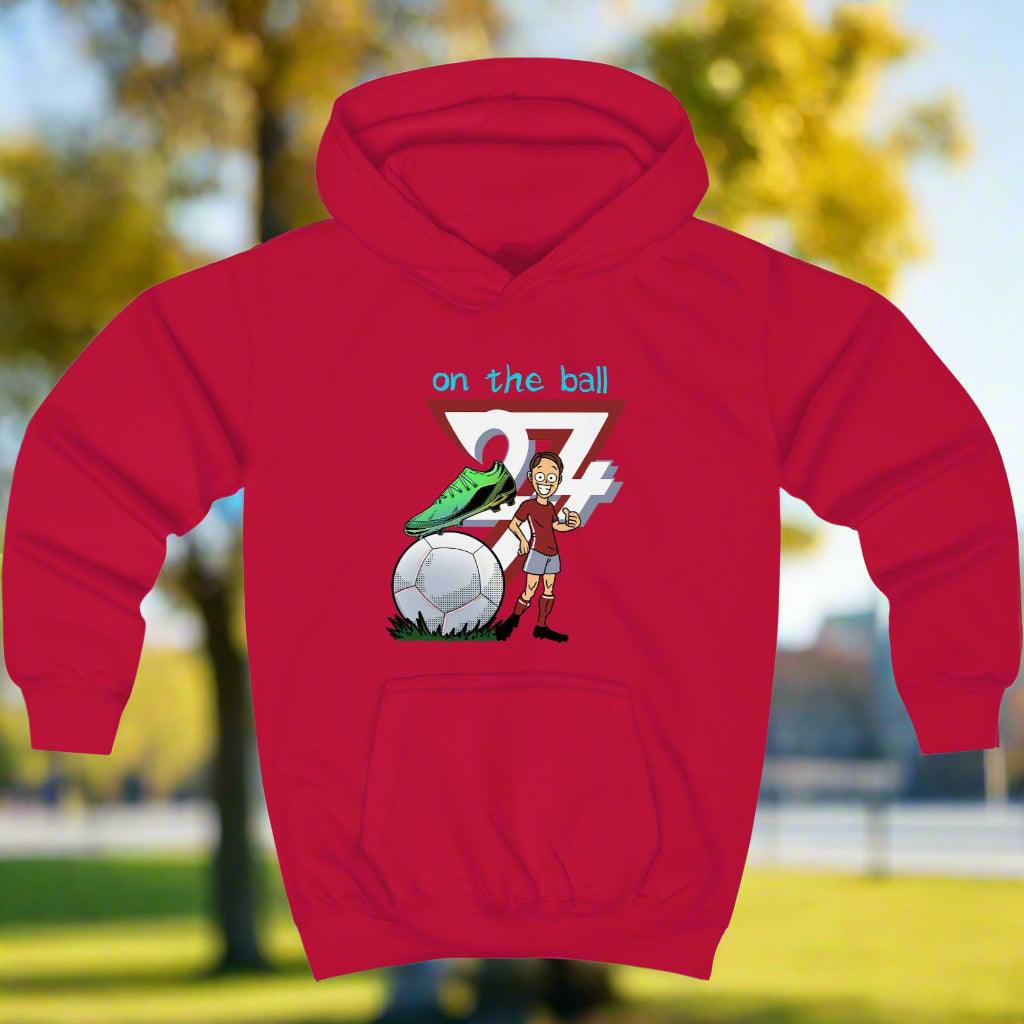 Football Kids Hoodie football jumper for kids by 24/7 Unique Designs red