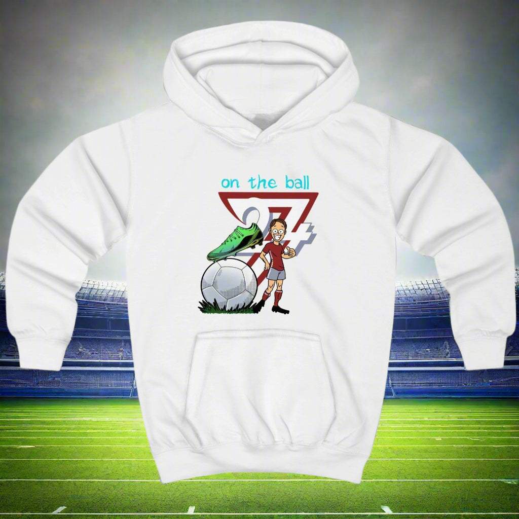 Football Kids Hoodie football jumper for kids by 24/7 Unique Designs white