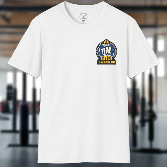 Front view of white Choi Kwang Do Martial Arts T-Shirt with logo