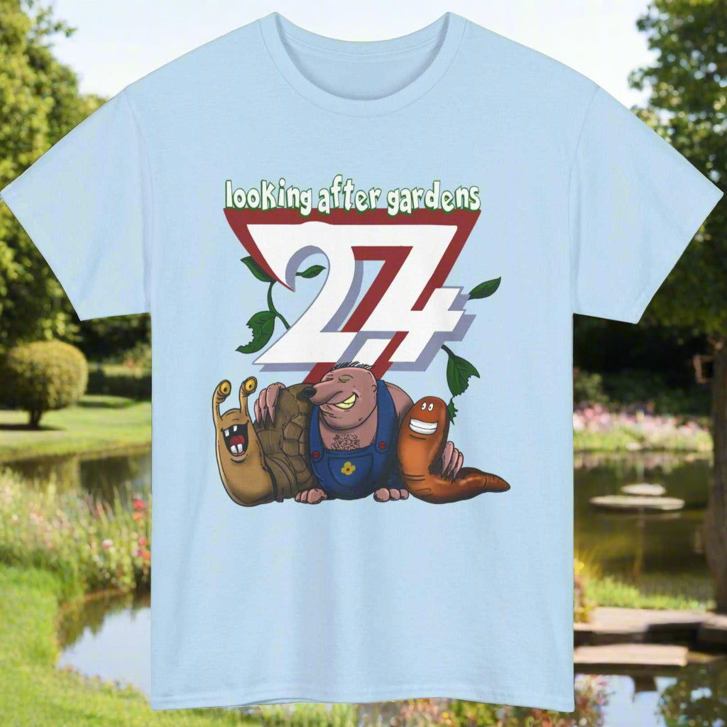 Fun T-shirt: Gardening Squad Printed T-shirt light blue