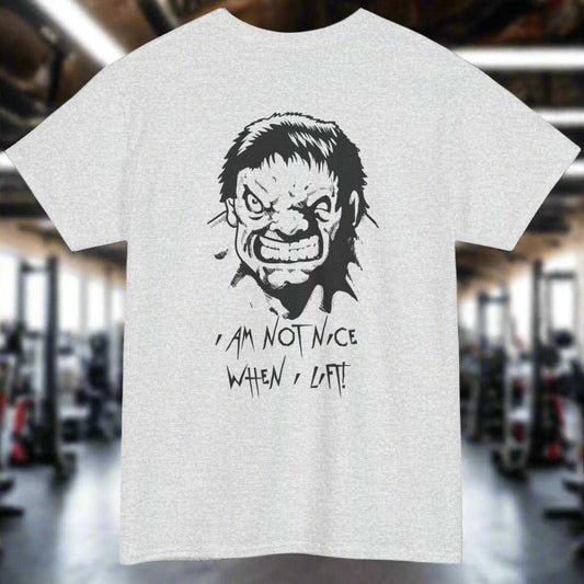 Funny Bodybuilding t-shirt gym tee workout top by 24/7 Unique Designs ash back view