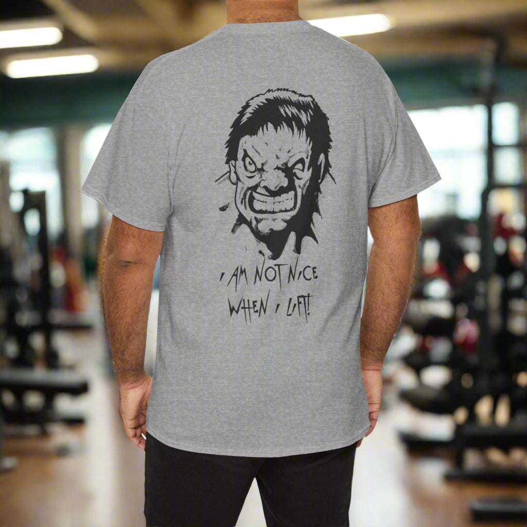 Funny Bodybuilding t-shirt gym tee workout top by 24/7 Unique Designs sport grey back view