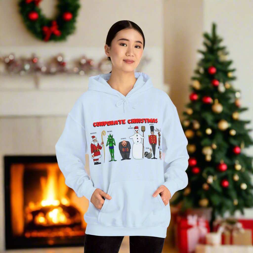 Funny Christmas Hoodie Christmas Characters Hoodie light blue