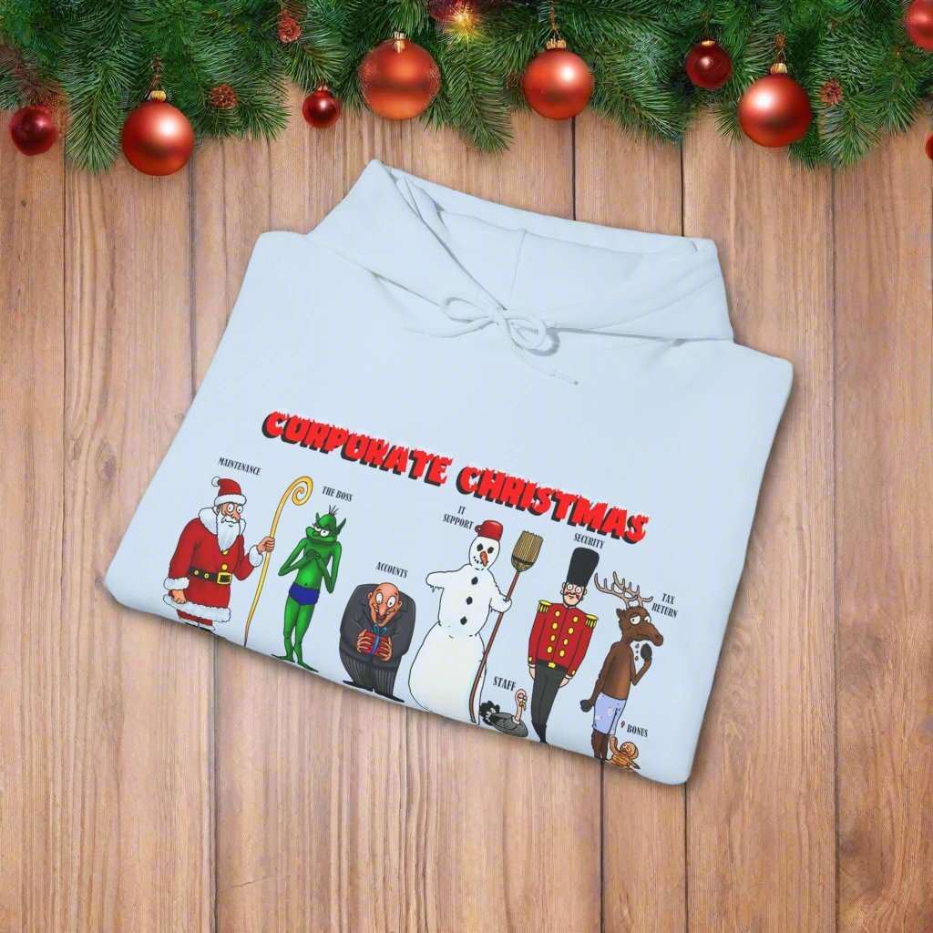 Funny Christmas Hoodie Christmas Characters Hoodie light blue neck