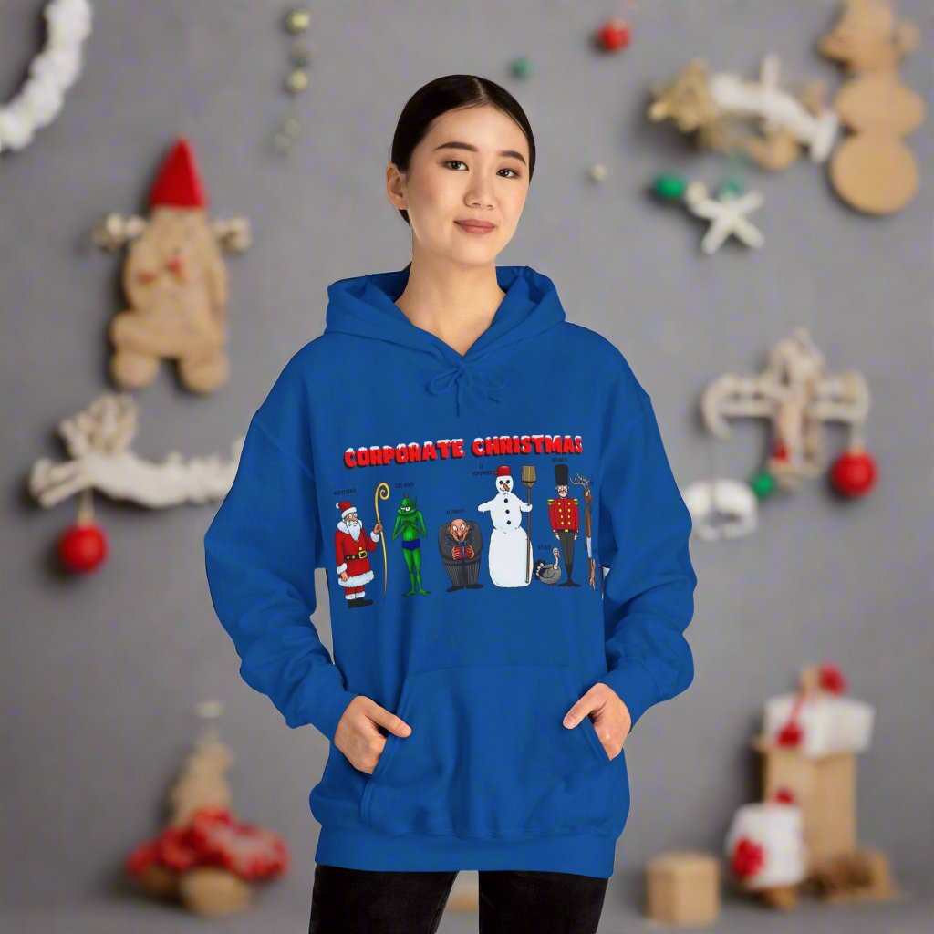 Funny Christmas Hoodie Christmas Characters Hoodie royal blue