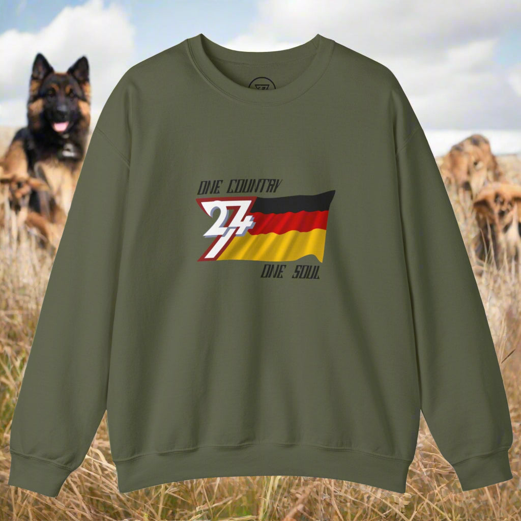 Green Germany flag sweatshirt with a graphic design on chest