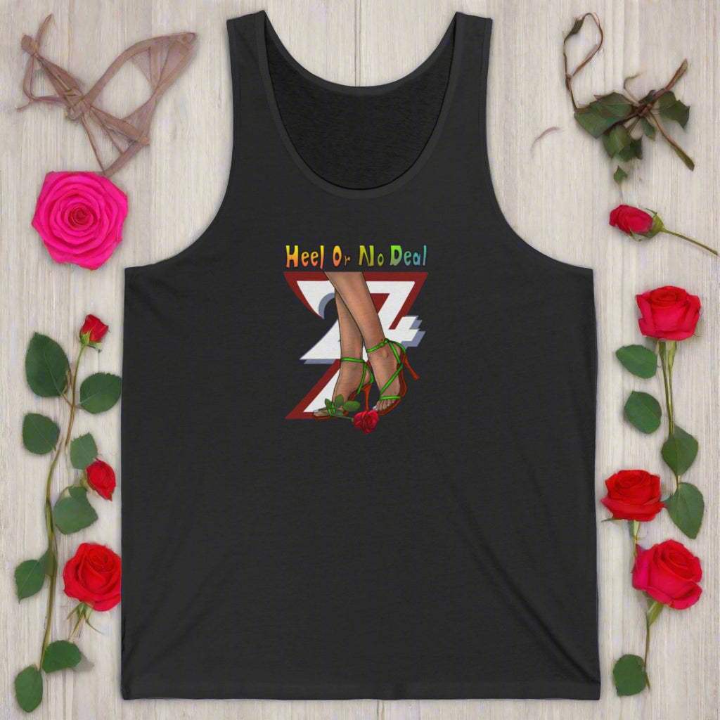 High Heels and Flowers women jersey tank top dark grey