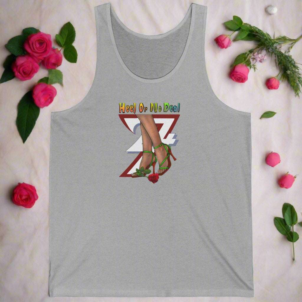 High Heels and Flowers women jersey tank top athletic heather