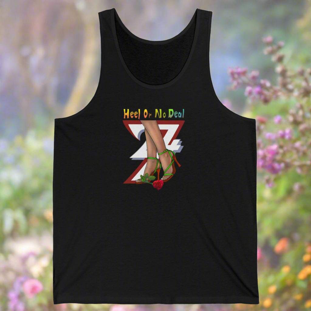 High Heels and Flowers women jersey tank top black