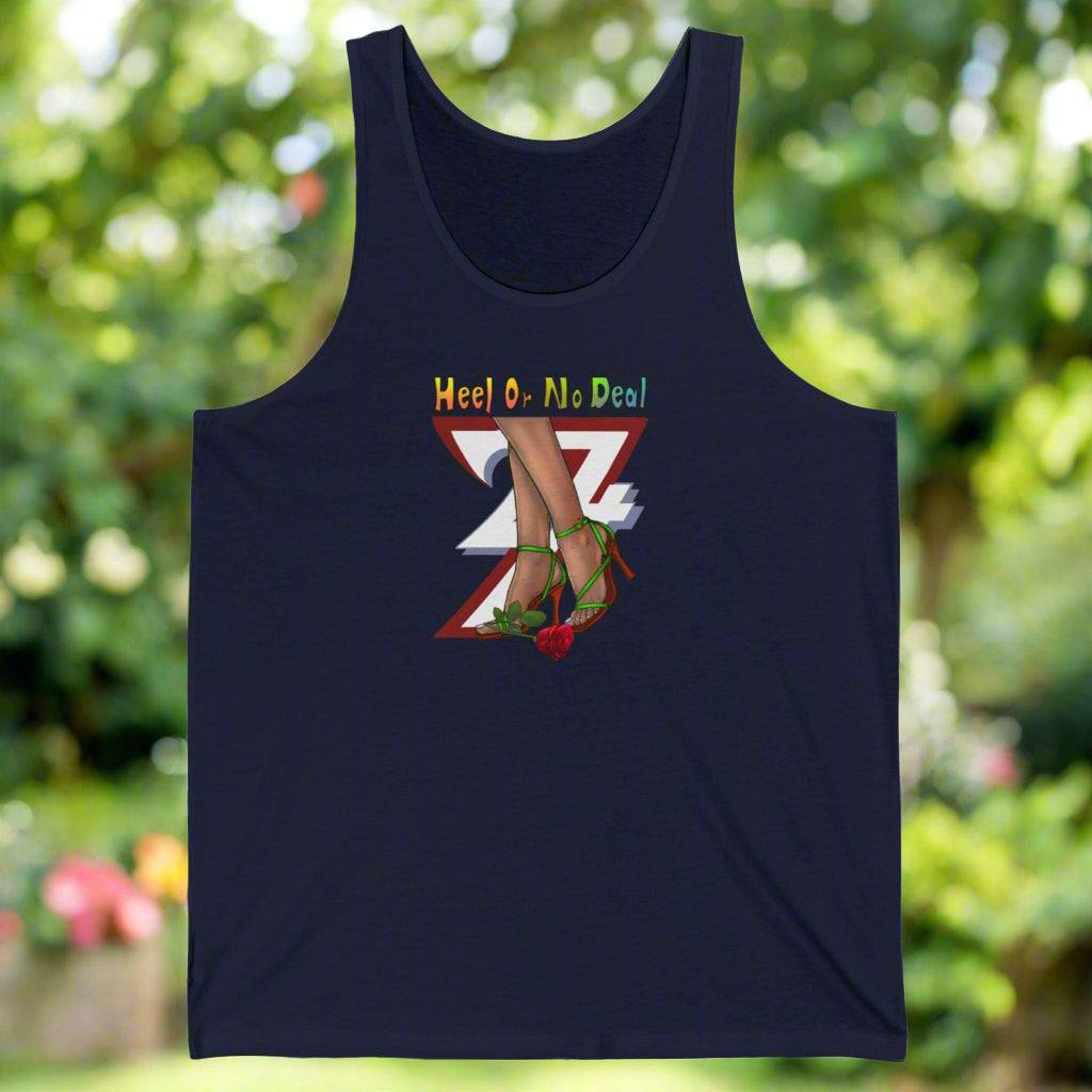 High Heels and Flowers women jersey tank top navy