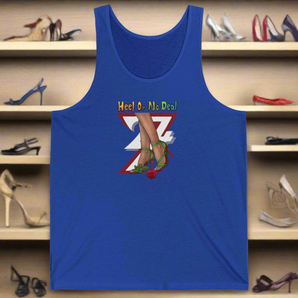 High Heels and Flowers women jersey tank top tropical blue